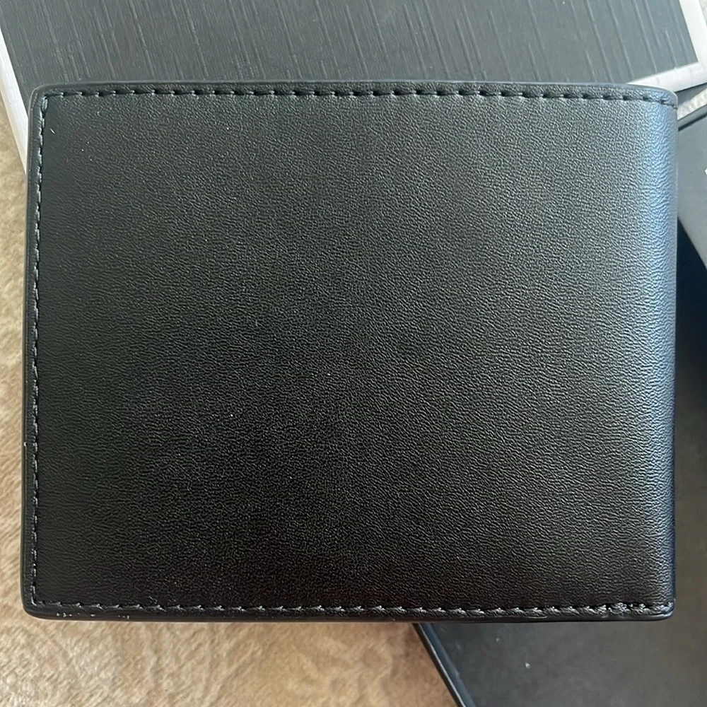 Brand New Michael Kors Genuine Leather Jet Set Mens Black Slim Bifold Wallet